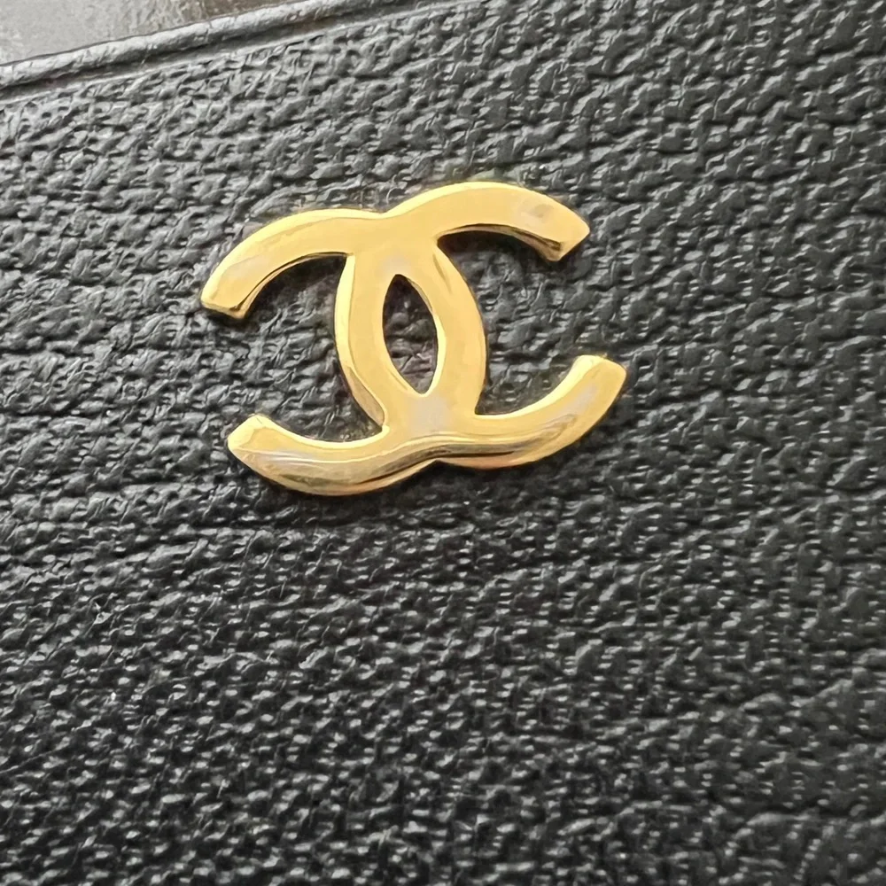 Auth Chanel Black Vintage Classic CC Logo Flat Card Holder - Good condition - Picture 6 of 10